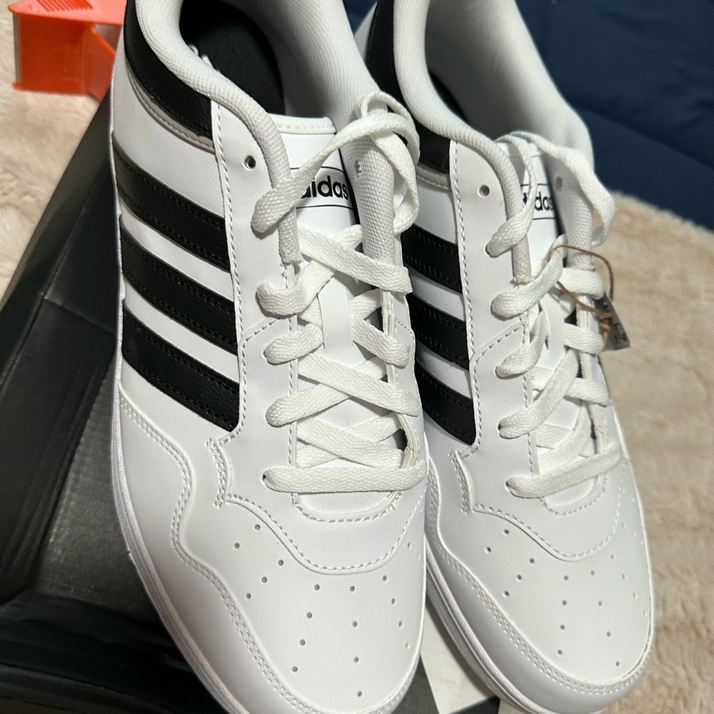 Adidas Men's White and Black Striped Sneakers